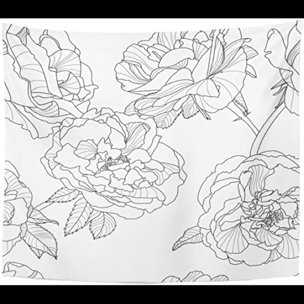 Black and White Rose Tapestry